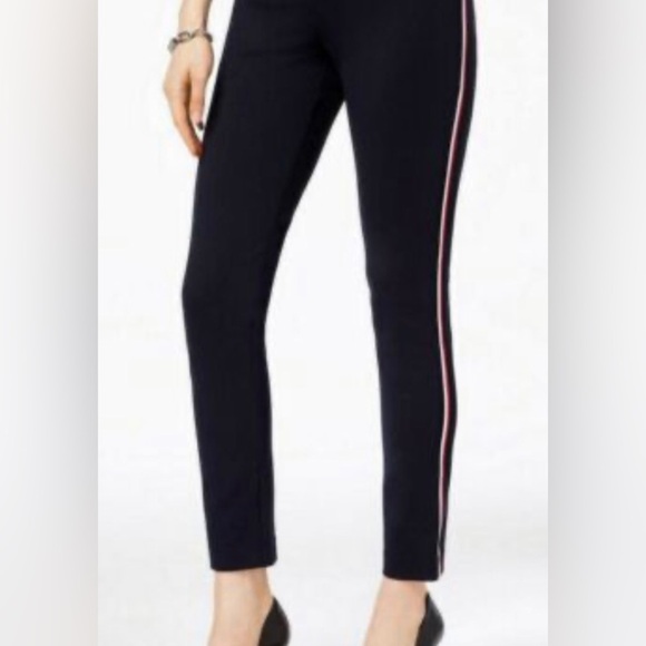 Tommy‎ Hilfiger black Striped Side stretch Ponte Pants size small brand new - Picture 2 of 2